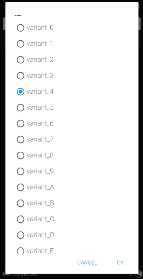 Selettore varianti OBDeleven con variant_4 per stile Golf R